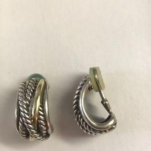 David Yurman gold & silver cable crossed earrings